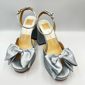 NEW dolce vita Poppi Lt Blue Heel Sandal Womens Sz 8M Bow Platform Prom Formal